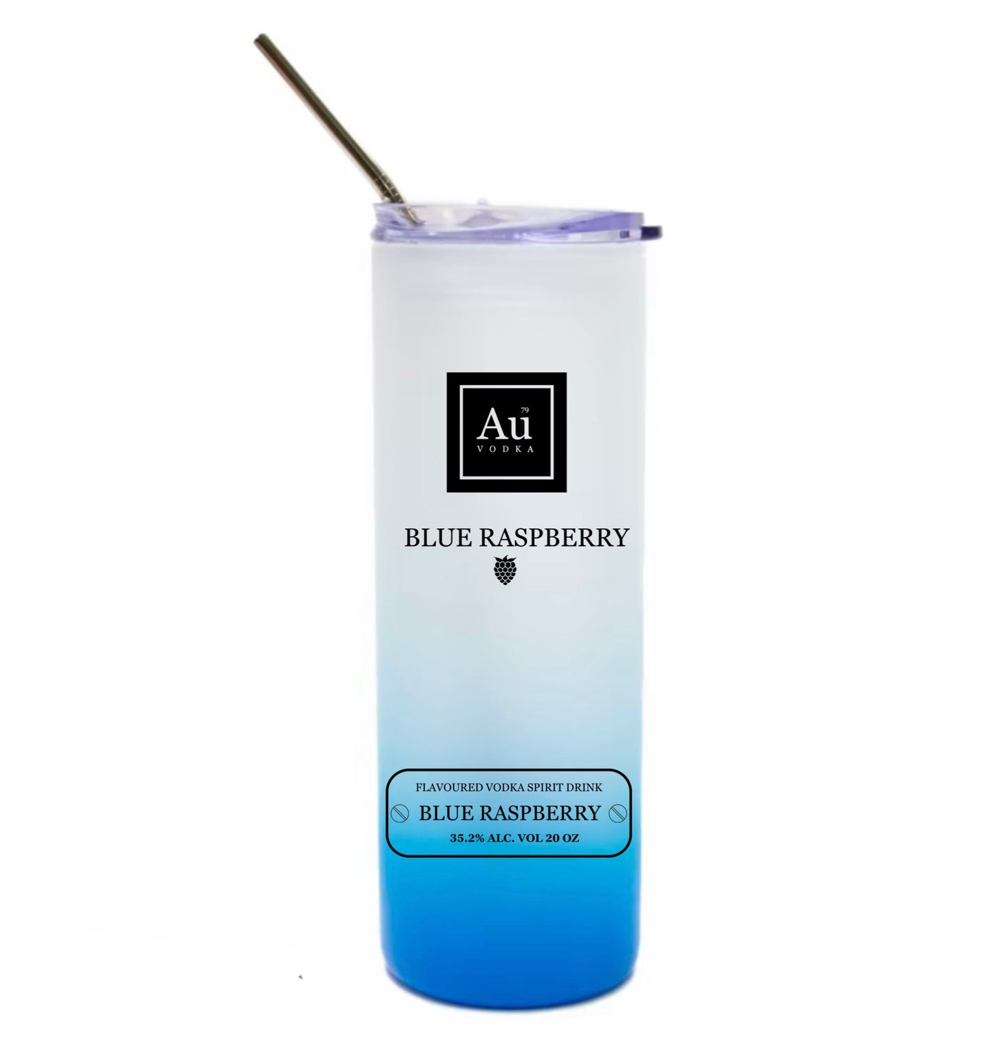 Au vodka 25oz ombre glass with metal straw
