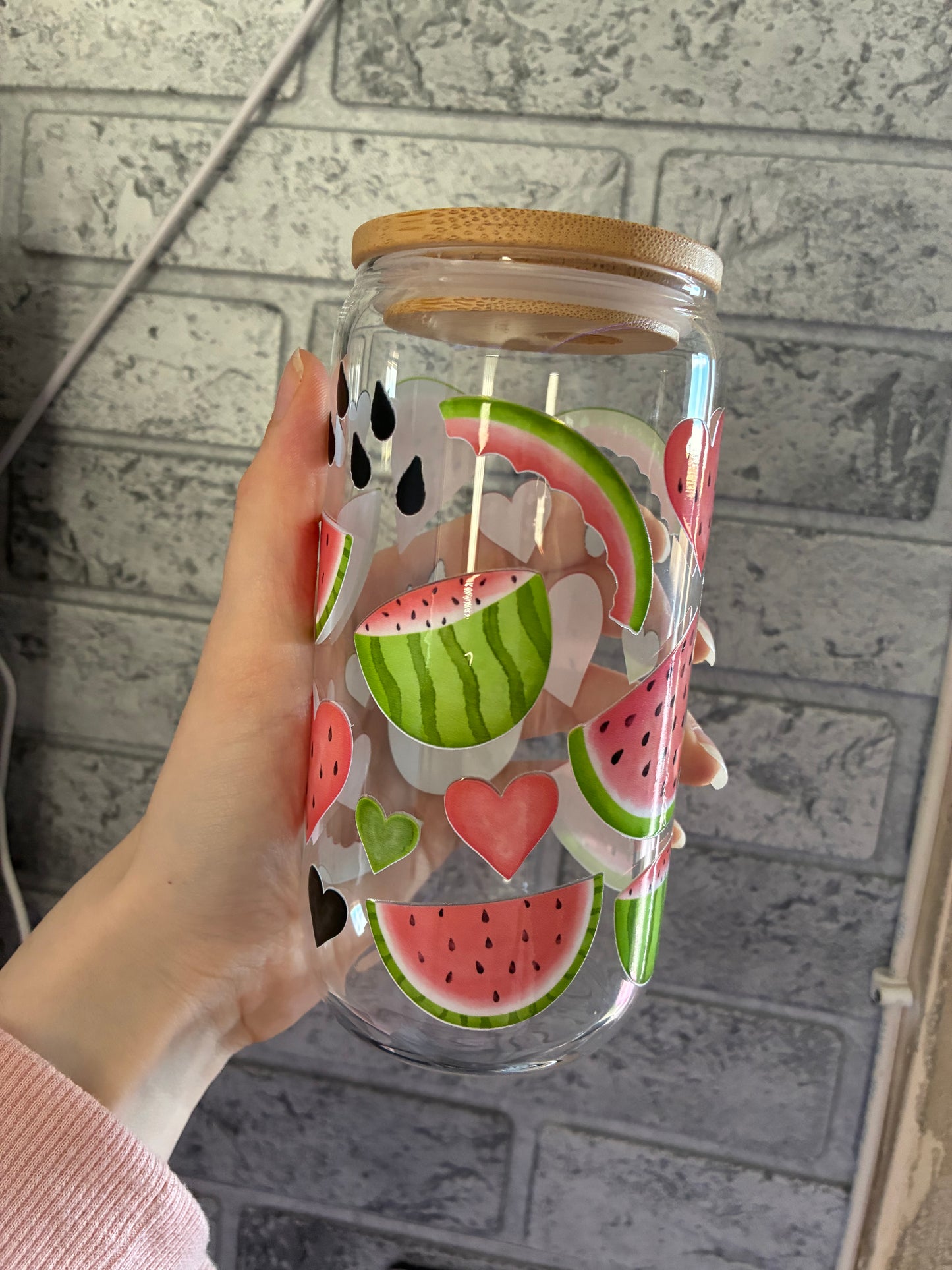 Watermelon 16oz glass can