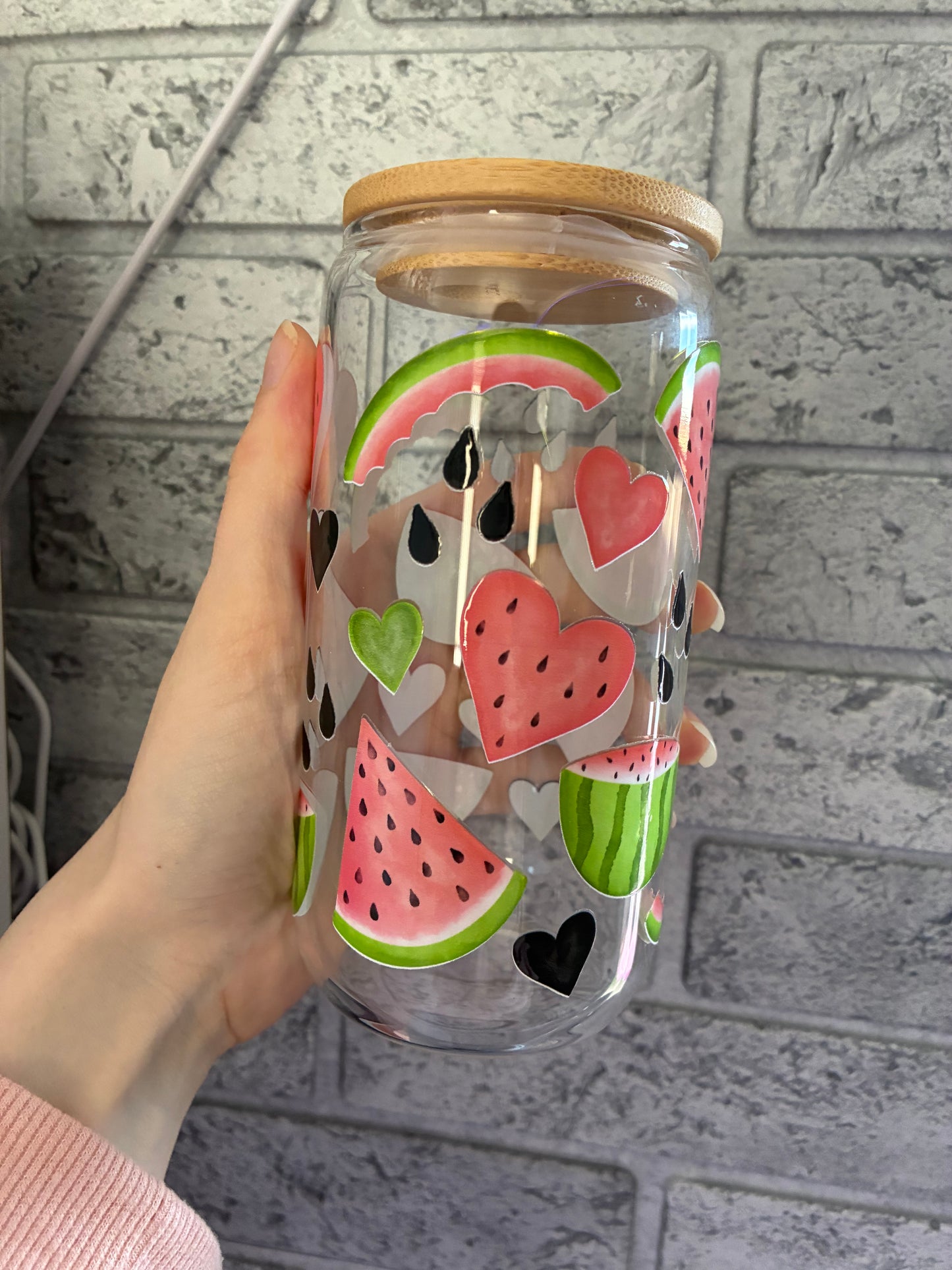 Watermelon 16oz glass can