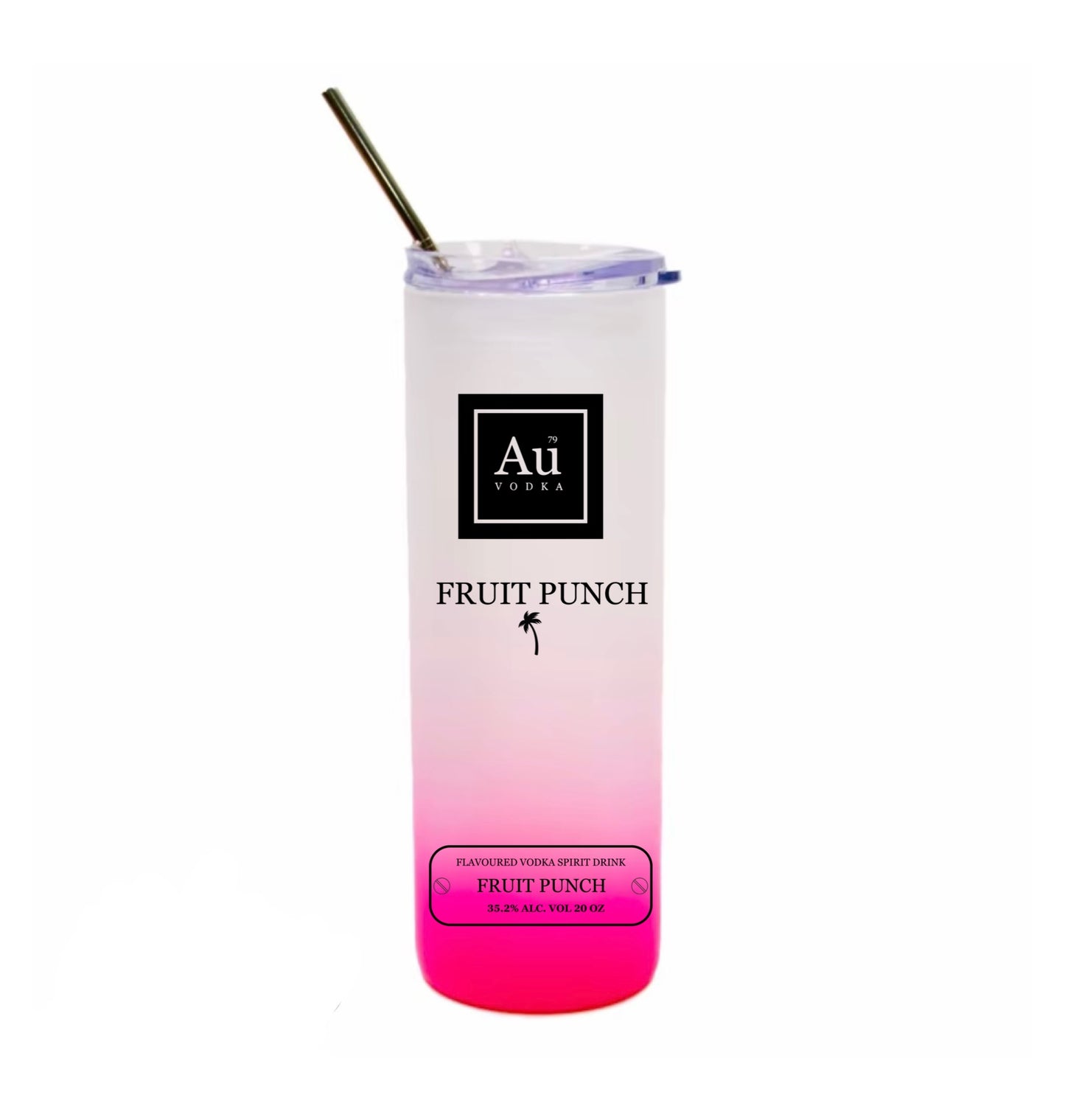 Au vodka 25oz ombre glass with metal straw