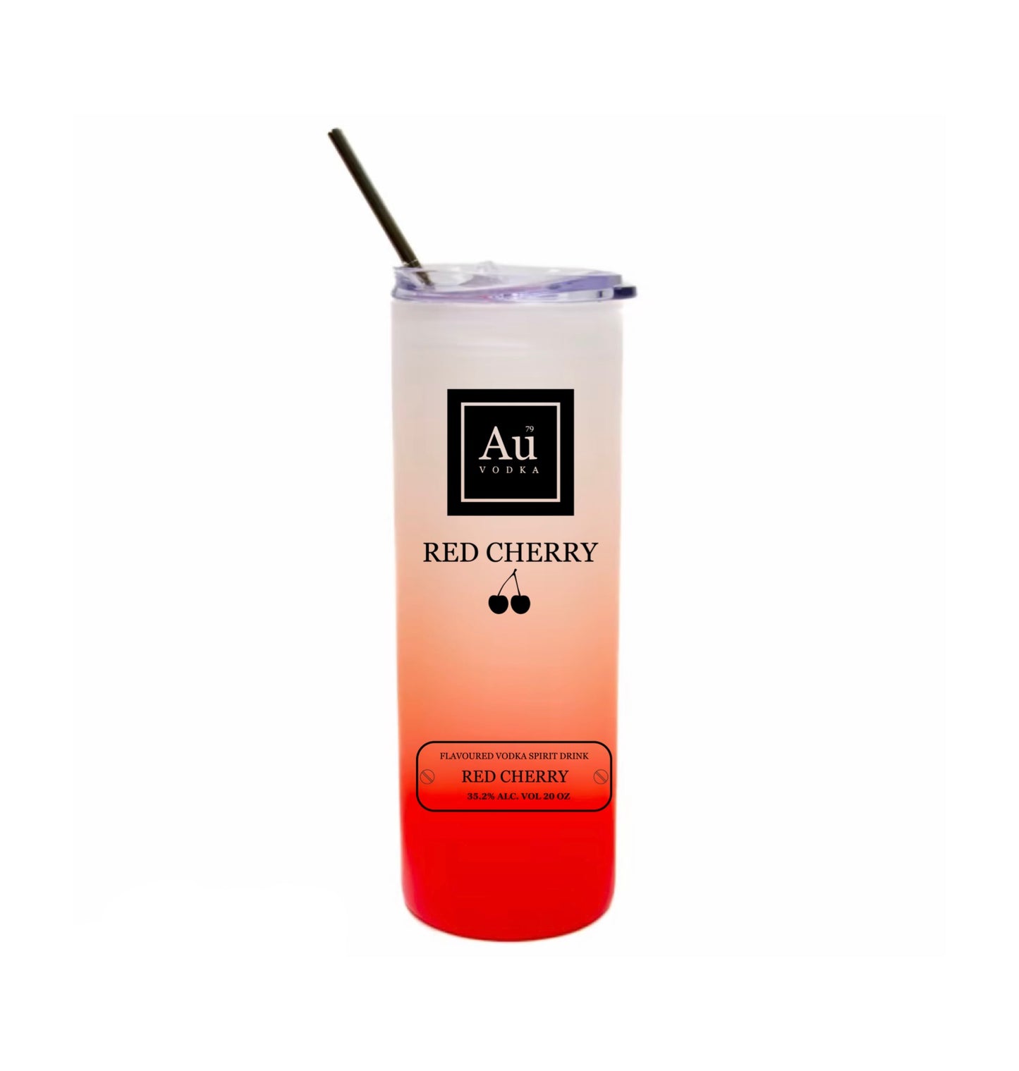 Au vodka 25oz ombre glass with metal straw