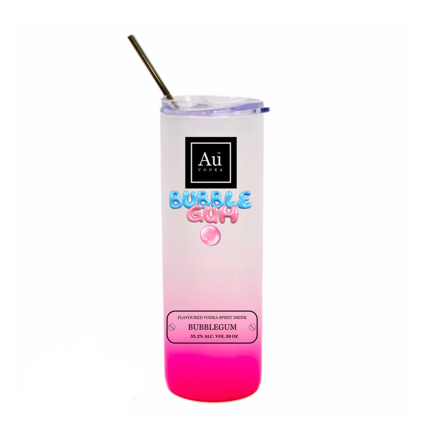 Au vodka 25oz ombre glass with metal straw