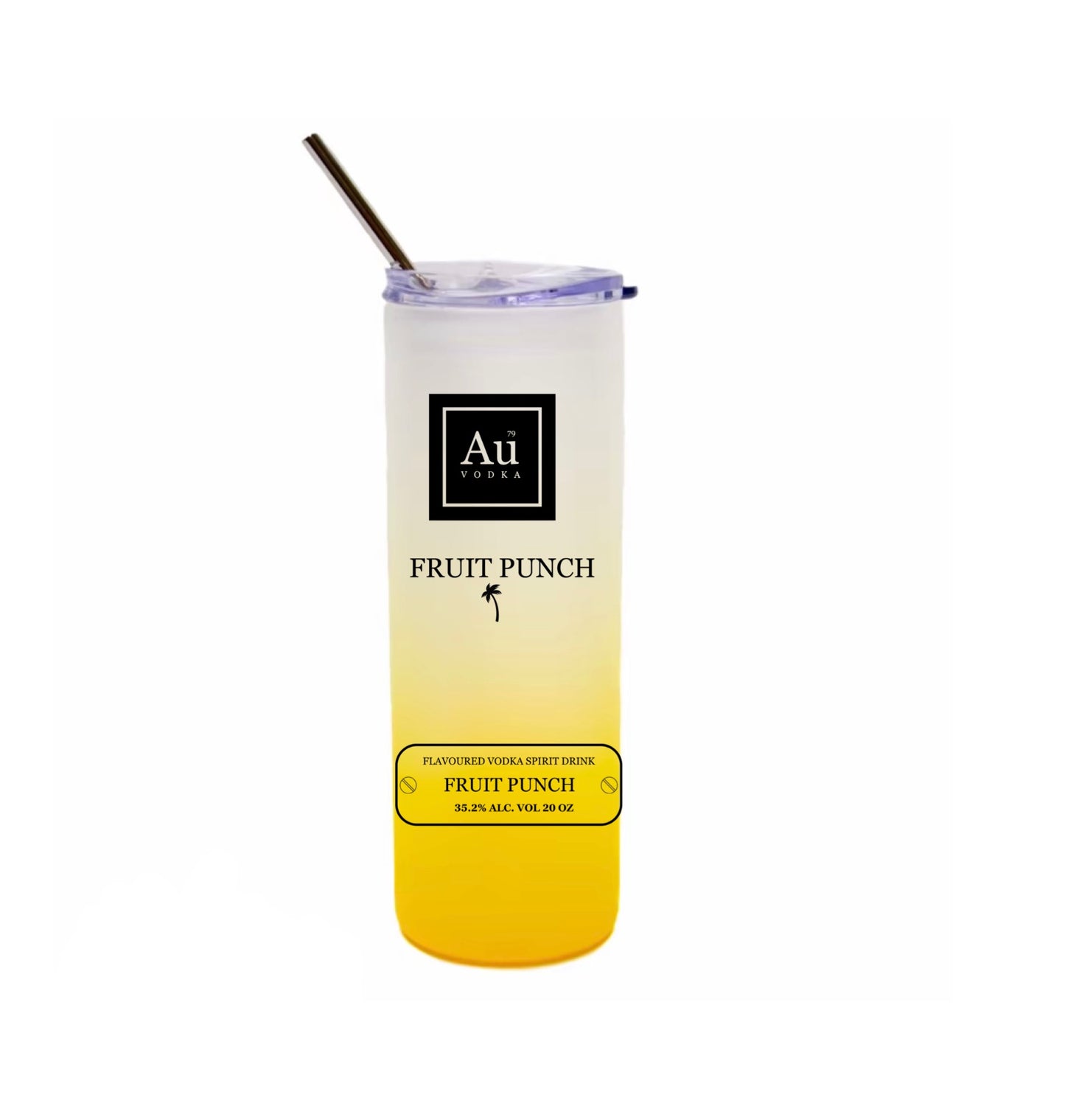 Au vodka 25oz ombre glass with metal straw