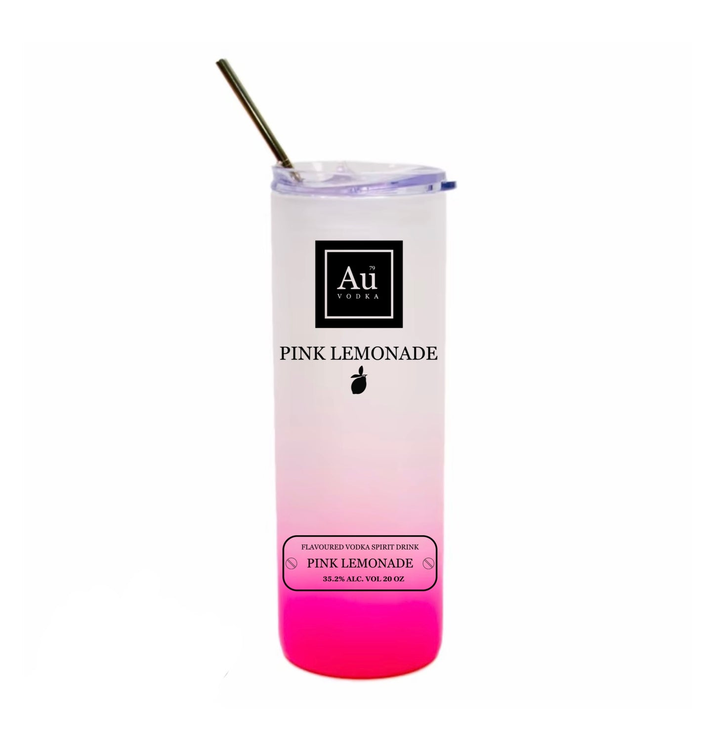 Au vodka 25oz ombre glass with metal straw