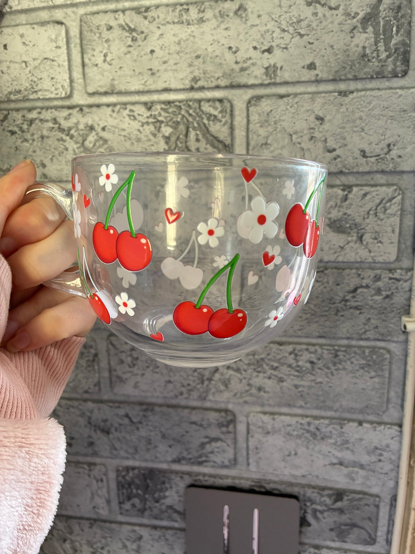 Cherry glass cappuccino mug