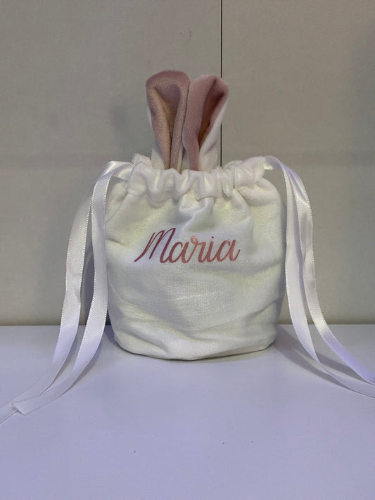 Personalised bunny drawstring bags