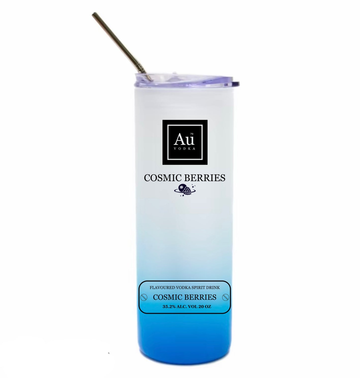 Au vodka 25oz ombre glass with metal straw