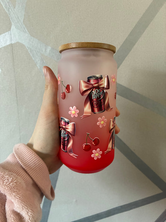 Dr Pepper red ombre 16oz glass can