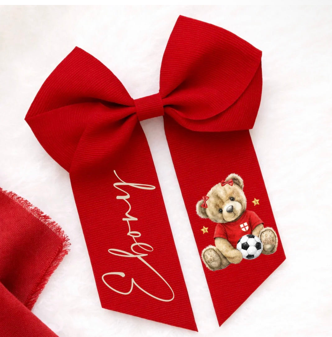 Personalised World Cup England hair bows