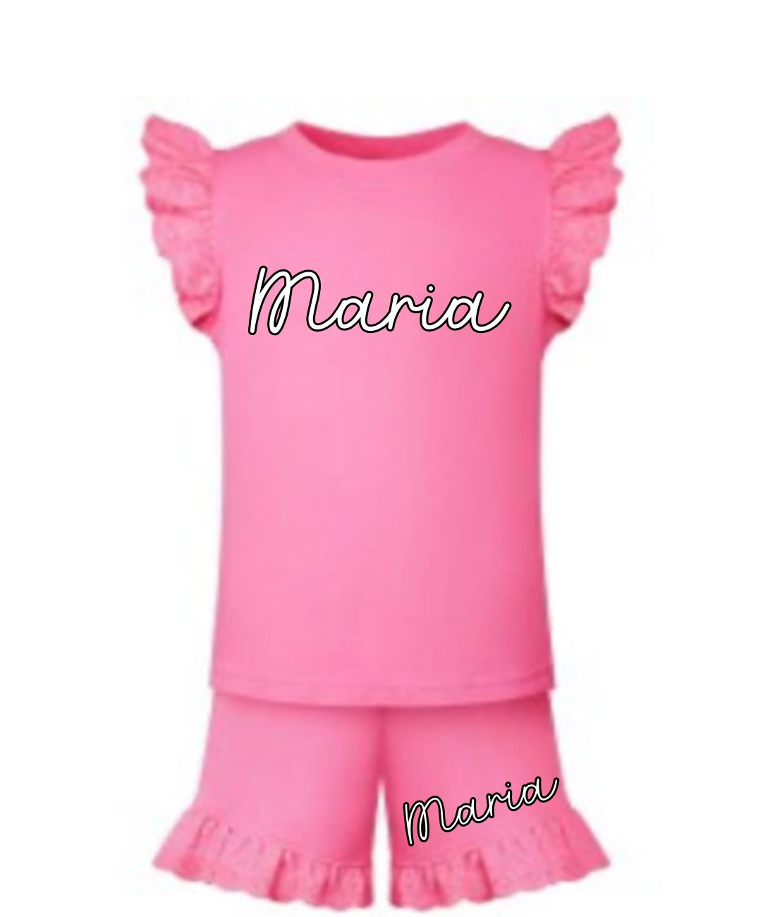 Personalised frilled top and shorts