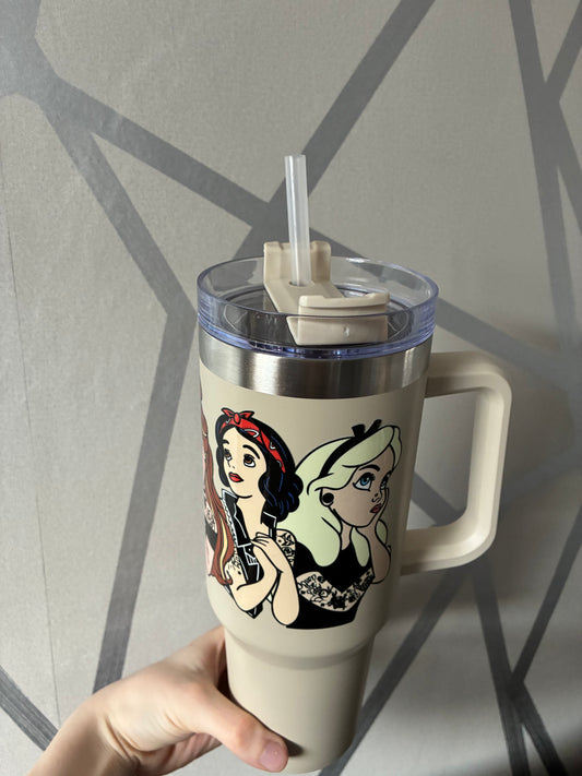 Tanned 40oz insulated tumbler with handle bad princesses