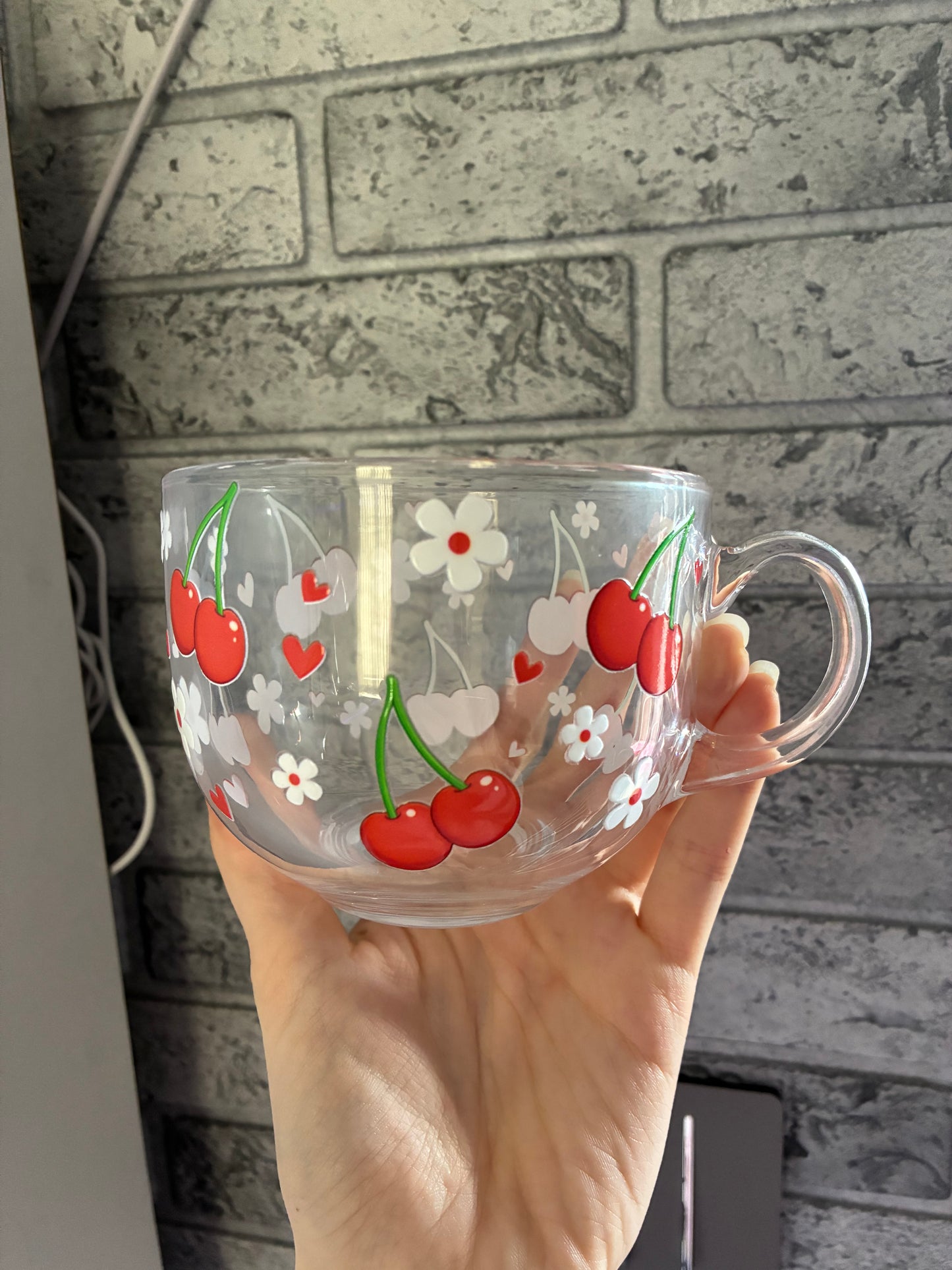 Cherry glass cappuccino mug